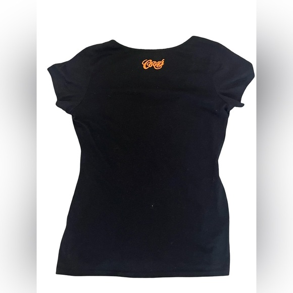 COOGI Women’s Black Tee with Bold White and Orange Print. Size: L. Great Cond. - Picture 2 of 7